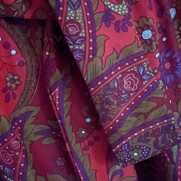 Vintage 60's 70's Nu-Mode boutique red Paisley Maxi dress - Picture 10 of 12